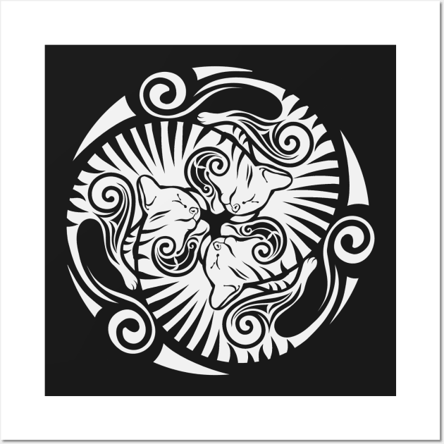 Sleeping kittens in celtic style, white Wall Art by yulia-rb